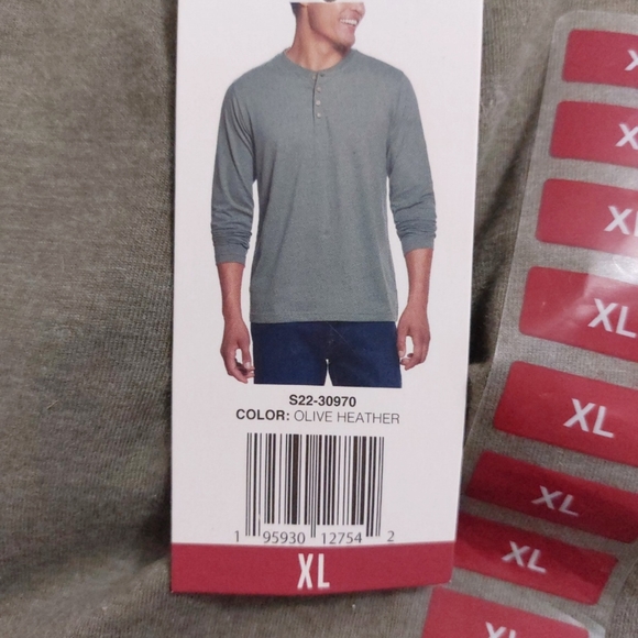 NWT. Weatherproof Mens XL Olive Heather Brushed Jersey Long Sleeve Henley Shirt - Picture 2 of 3